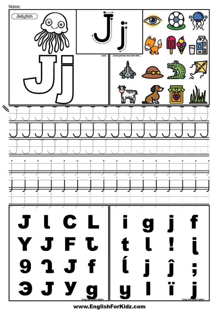 Letter J Tracing Worksheets For Kindergarten