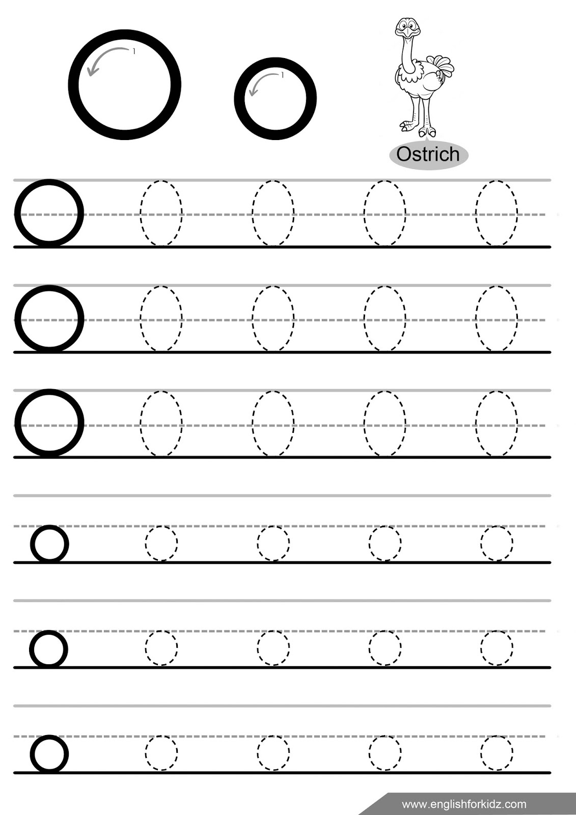 English For Kids Stepstep: Letter O Worksheets, Flash Cards intended for Letter O Tracing Worksheets