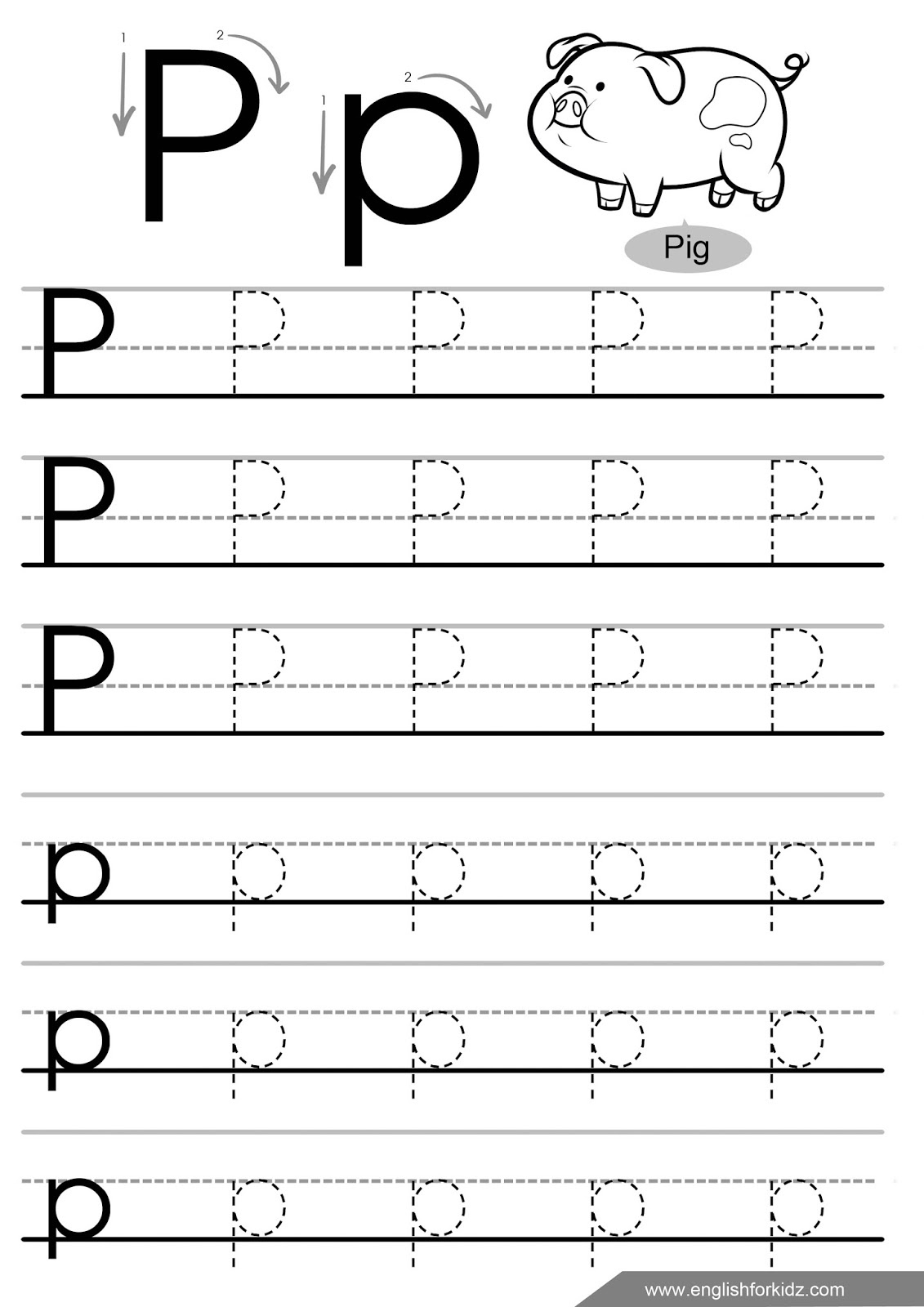 English For Kids Stepstep: Letter Tracing Worksheets (Letters intended for Letter P Tracing Worksheets For Kindergarten