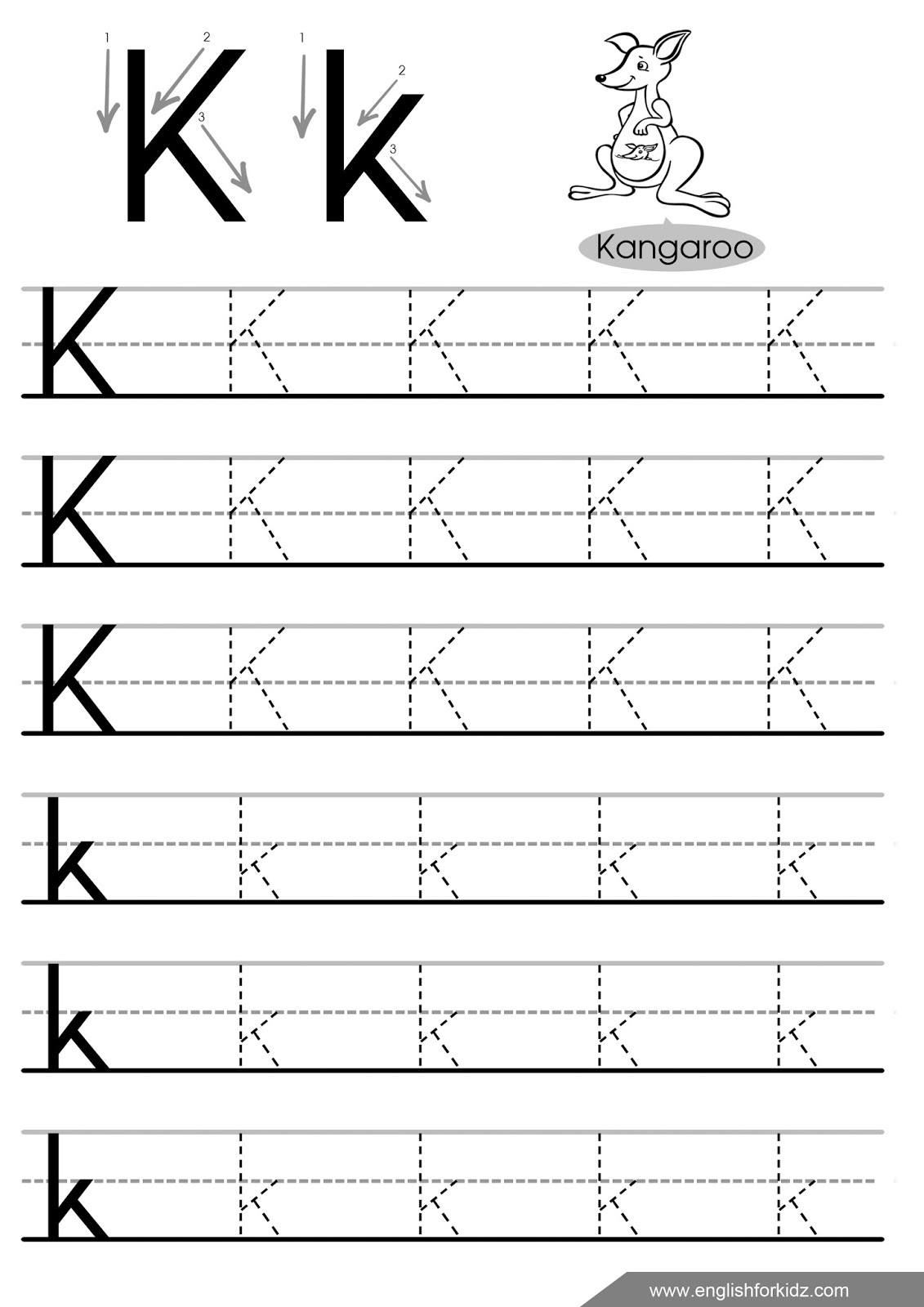 English For Kids Stepstep: Letter Tracing Worksheets (Letters pertaining to Letter K Tracing Worksheets