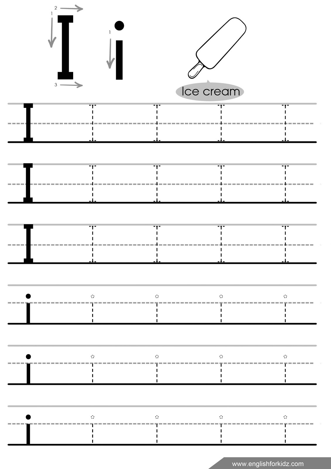 English For Kids Stepstep: Letter Tracing Worksheets (Letters pertaining to Tracing Letter I Worksheets For Kindergarten