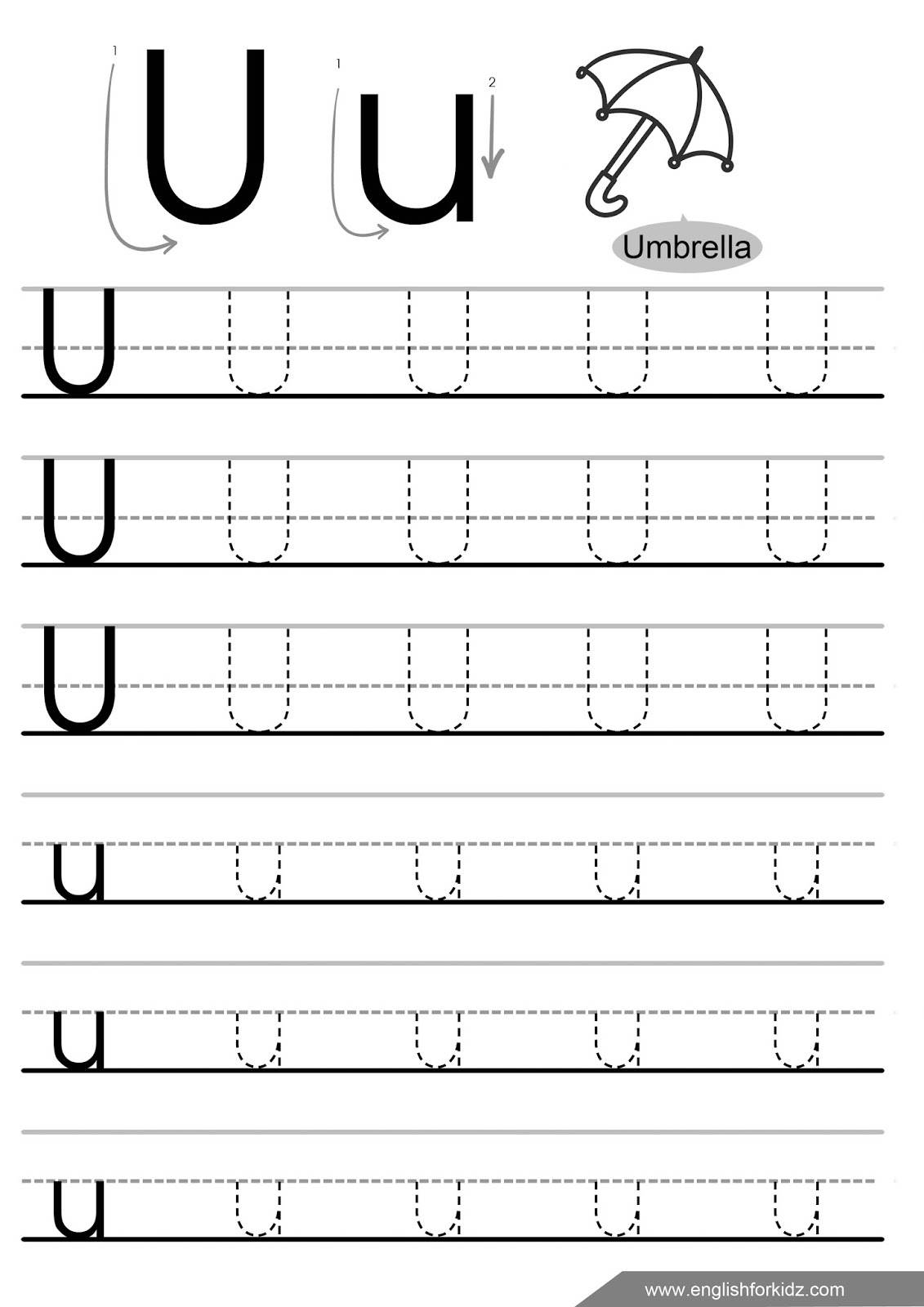 English For Kids Stepstep: Letter Tracing Worksheets (Letters throughout Letter U Tracing Worksheet