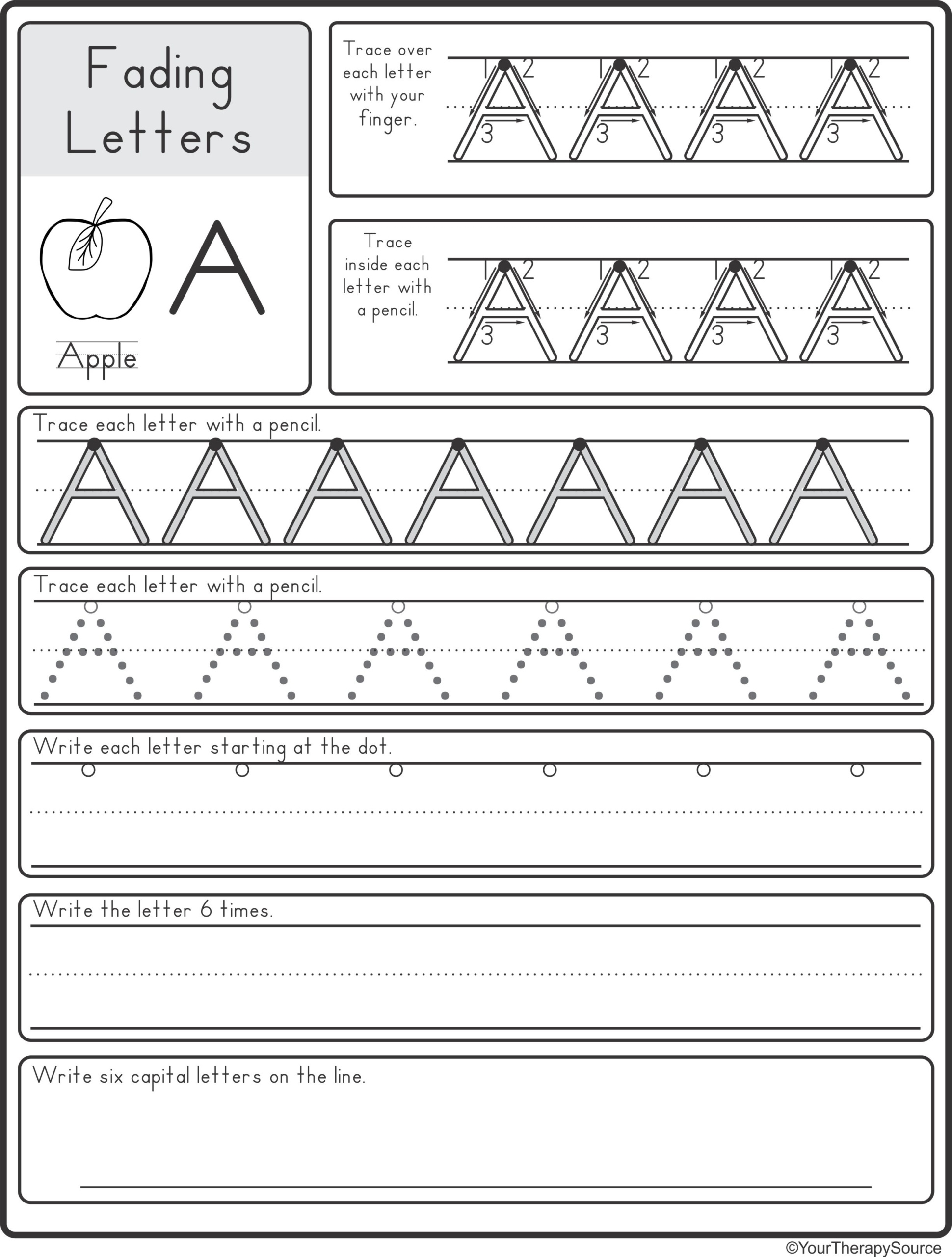 Fading Alphabet Double Line Or Dotted Line Style with Tracing Of Every Letter Dotted Outline