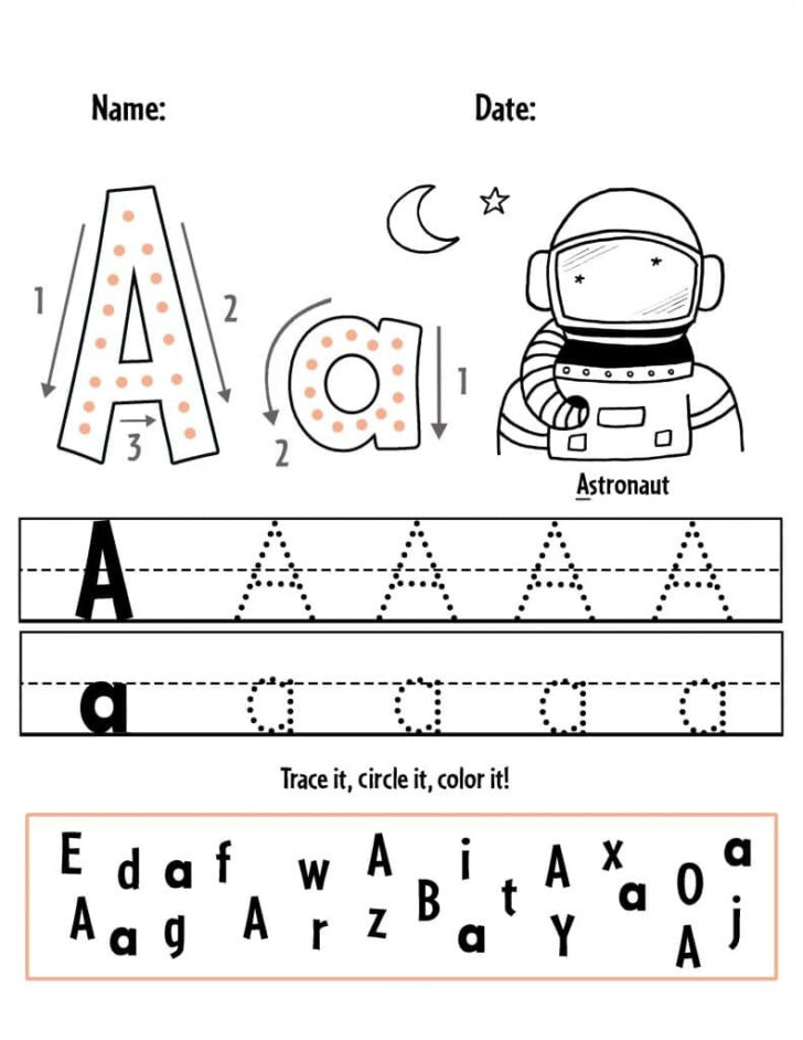 Letter A Tracing Worksheets Preschool
