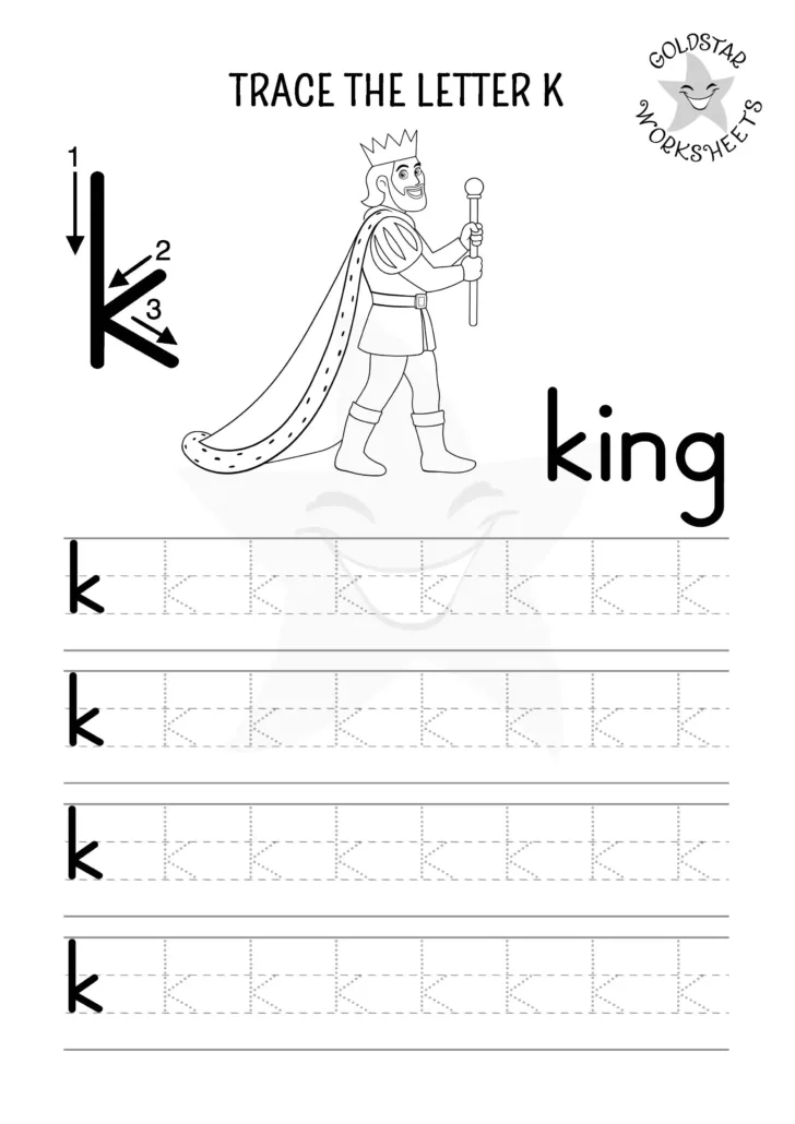 Small Letter K Tracing Worksheets