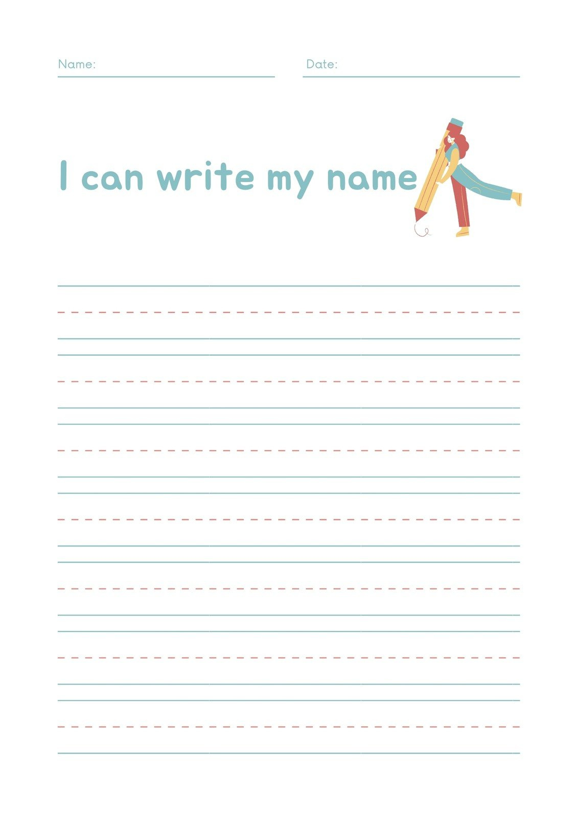 Free Custom Printable Handwriting Worksheet Templates | Canva throughout Blank Letter Tracing Worksheets