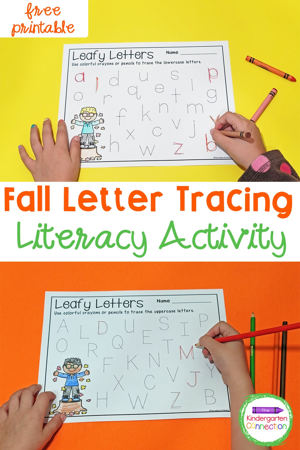 Free Fall Letter Tracing Printables For Pre-K &amp;amp; Kindergarten regarding Fall Letter Tracing Worksheets