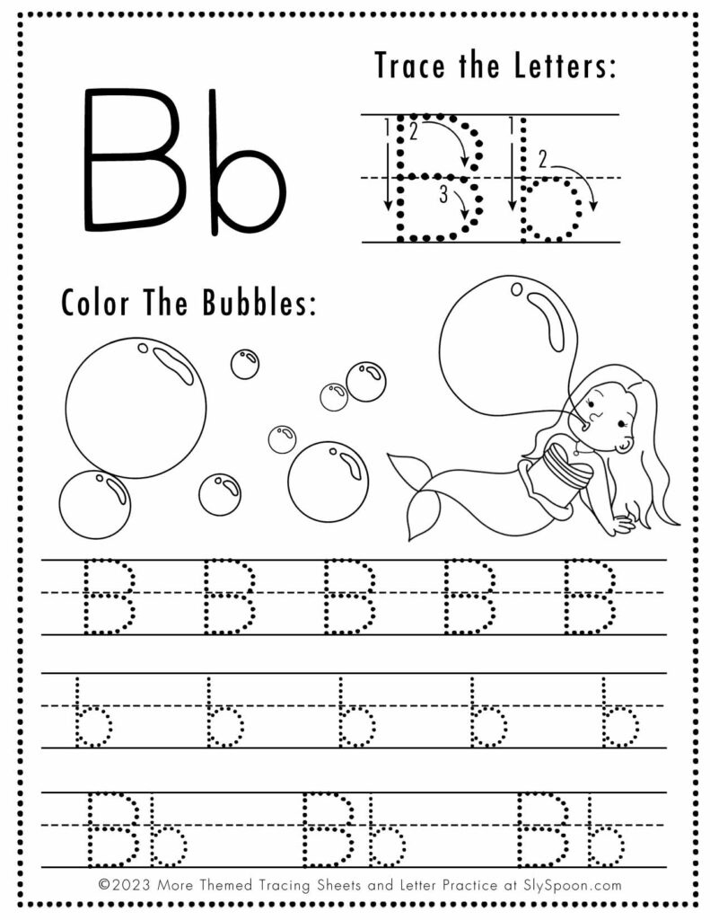 Free Letter B Tracing Worksheets - Sly Spoon in Alphabet Bb Letter Tracing Worksheets