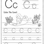 Free Letter C Tracing Worksheets (Printable) Mermaid Themed   Sly Intended For Letter C Tracing Worksheets For Kindergarten