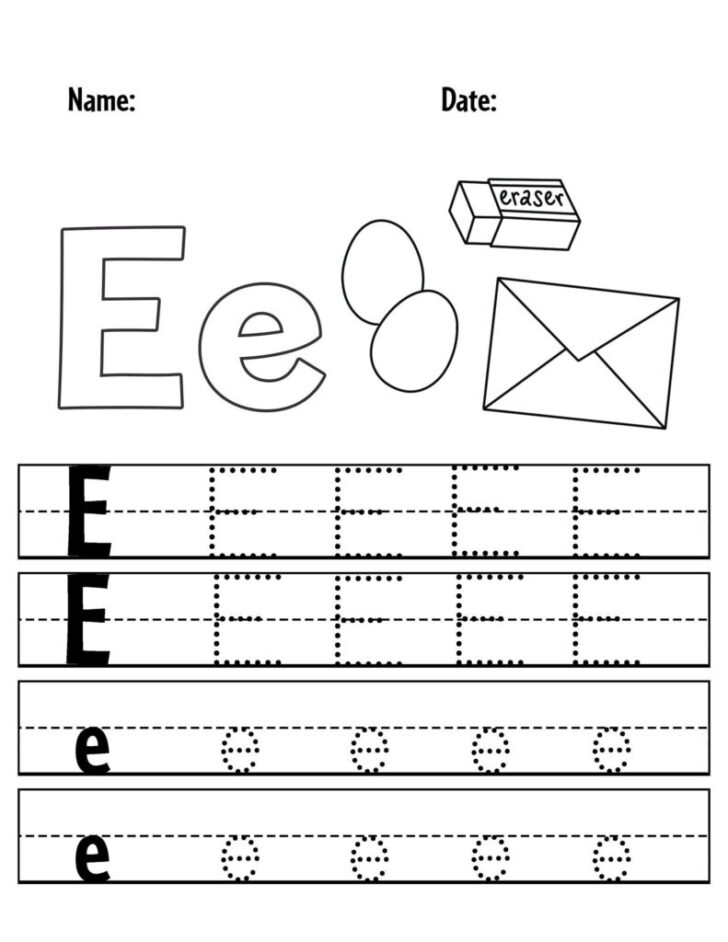 Letter E Tracing Worksheets Printable