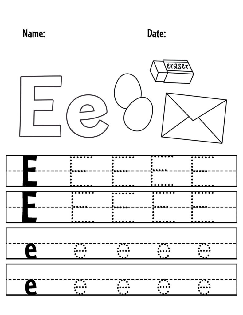 Free Letter E Worksheets For Preschool! ⋆ The Hollydog Blog regarding Free Letter E Tracing Worksheets