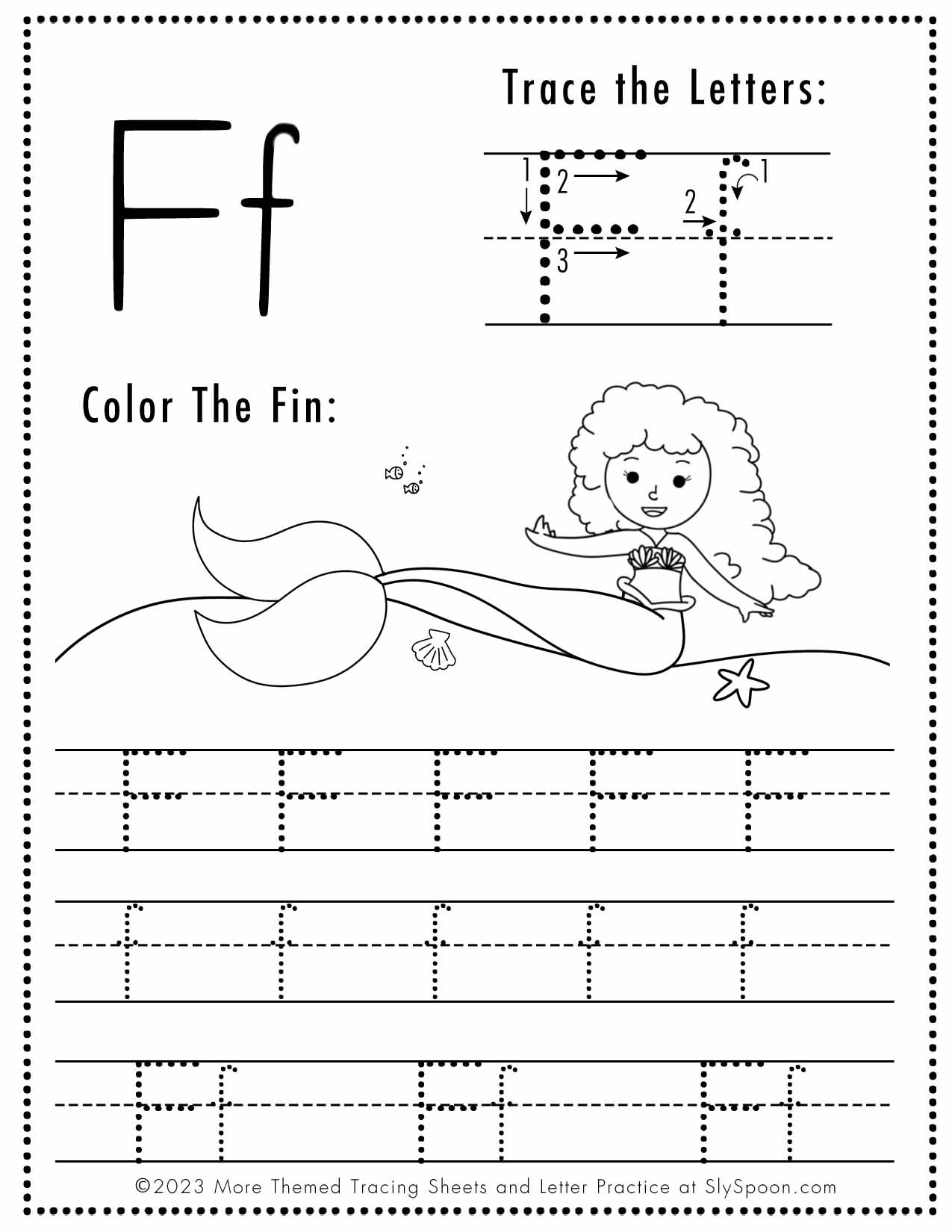 Free Letter F Tracing Worksheets - Sly Spoon for Letter F Tracing Worksheets For Preschool