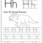 Free Letter H Tracing Worksheet (Printable) Dinosaur Themed   Sly Inside Letter Tracing Worksheets H