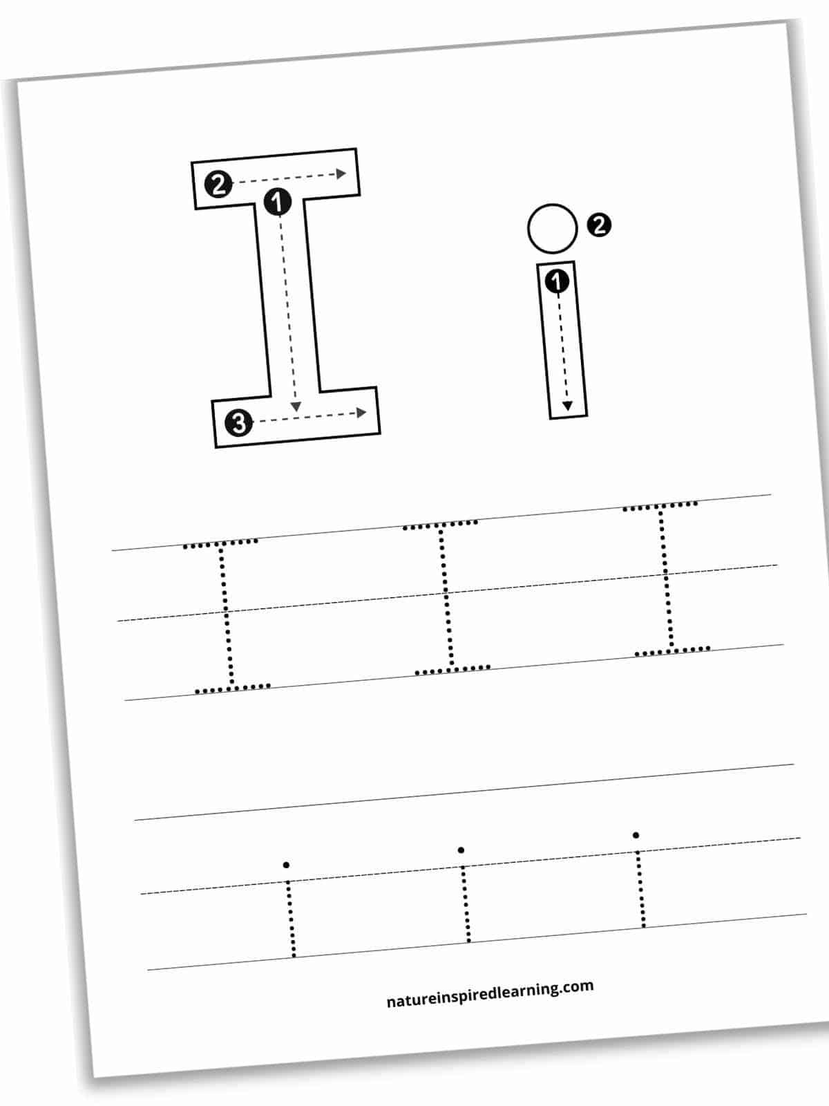 Free Letter I Tracing Worksheets - Nature Inspired Learning within I Letter Tracing Worksheet