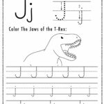 Free Letter J Tracing Worksheet (Printable) Dinosaur Themed   Sly Within Tracing Letter J Worksheet
