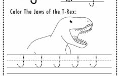 Free Letter J Tracing Worksheet (Printable) Dinosaur Themed - Sly within Tracing Letter J Worksheet