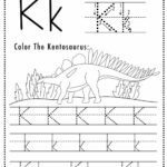 Free Letter K Tracing Worksheet (Printable) Dinosaur Themed   Sly Regarding Letter K Worksheets Tracing