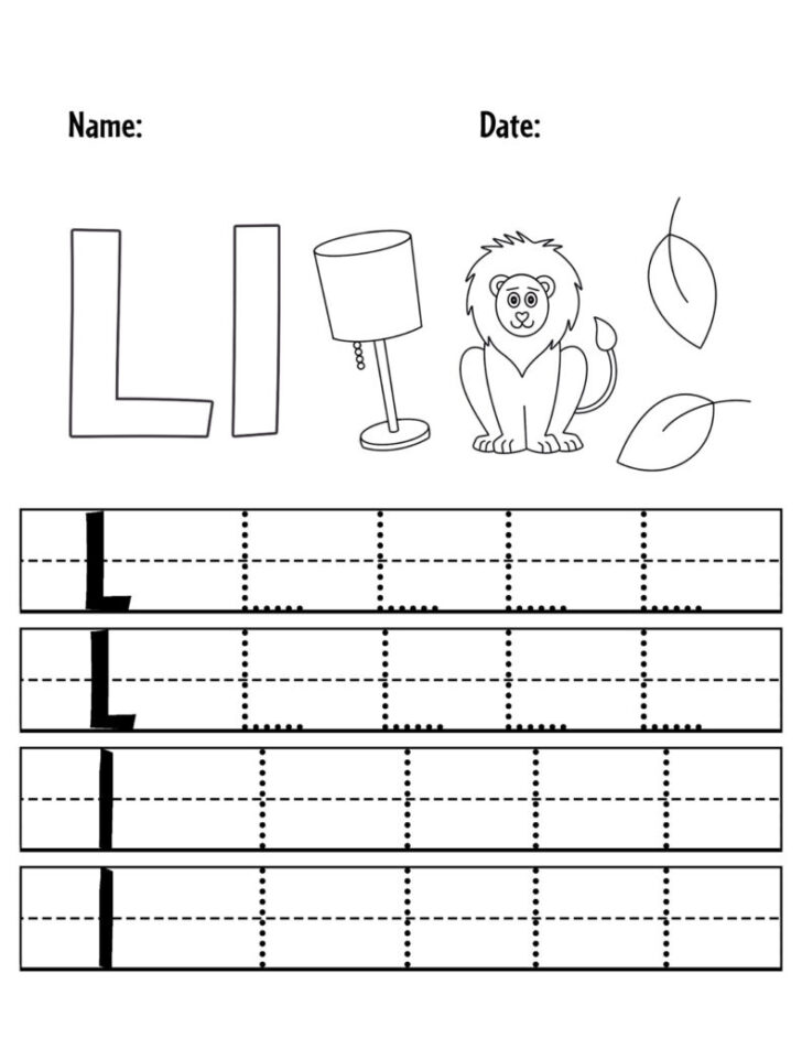 Letter L Tracing Worksheets For Kindergarten