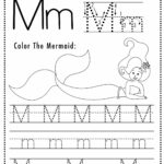 Free Letter M Tracing Worksheet (Printable) Mermaid Themed   Sly Spoon Within Free Tracing Letter Mm Printables