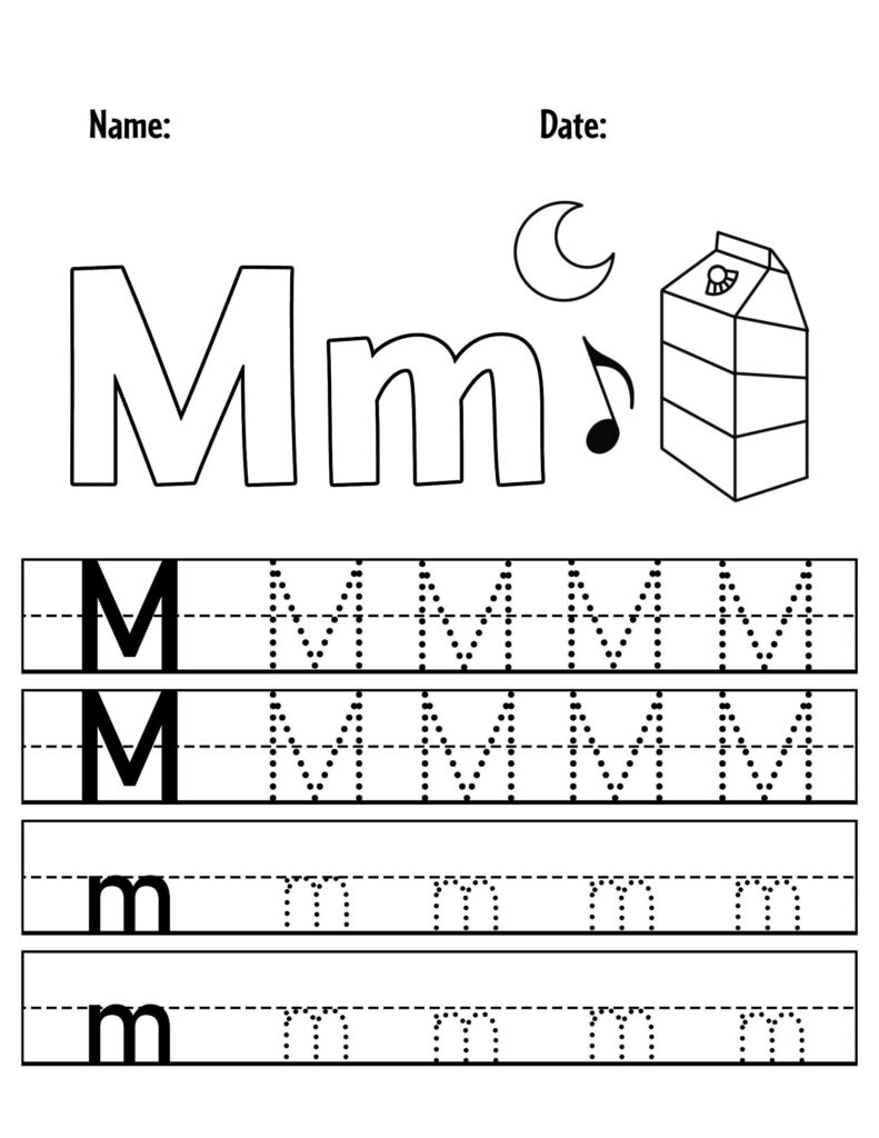Free Letter M Worksheets For Preschool ⋆ The Hollydog Blog for Free Printable Letter M Tracing Worksheets