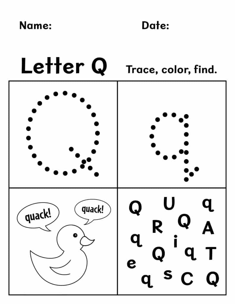 Free Letter Q Worksheets For Preschool ⋆ The Hollydog Blog throughout Letter Q Tracing Worksheets For Preschool