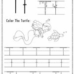 Free Letter T Tracing Worksheet (Printable) Mermaid Themed   Sly Spoon Intended For Tracing Letter T Worksheets