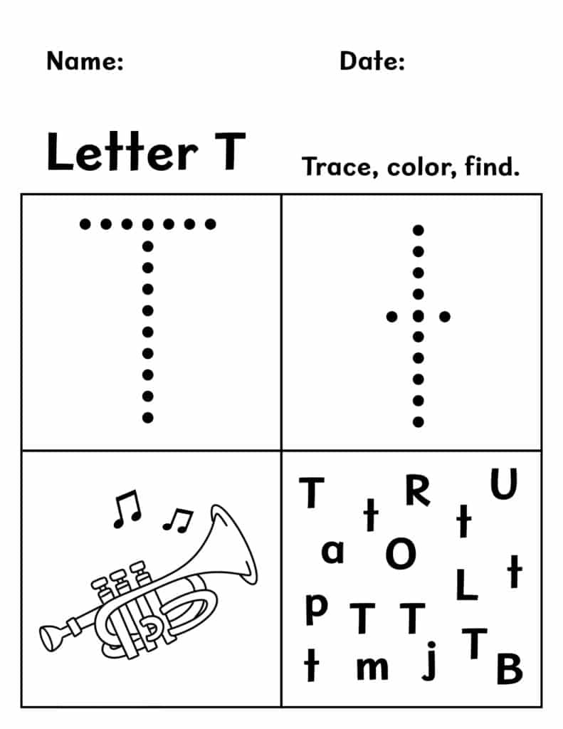 Free Letter T Worksheets For Preschool ⋆ The Hollydog Blog throughout Tracing Letter T Worksheets