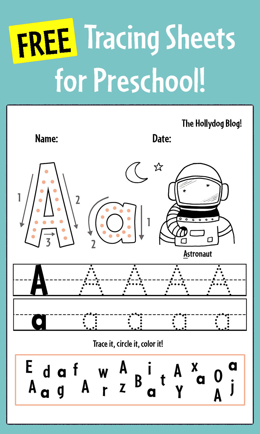 Free Letter Tracing Sheets For Preschool! ⋆ The Hollydog Blog within Letter Tracing Worksheets Preschool Free