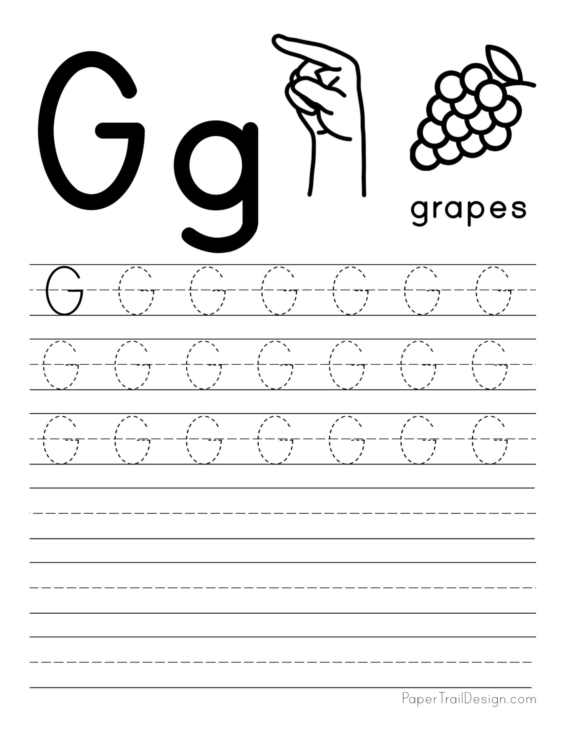 Free Letter Tracing Worksheets - Paper Trail Design in Capital Letter G Tracing Worksheets