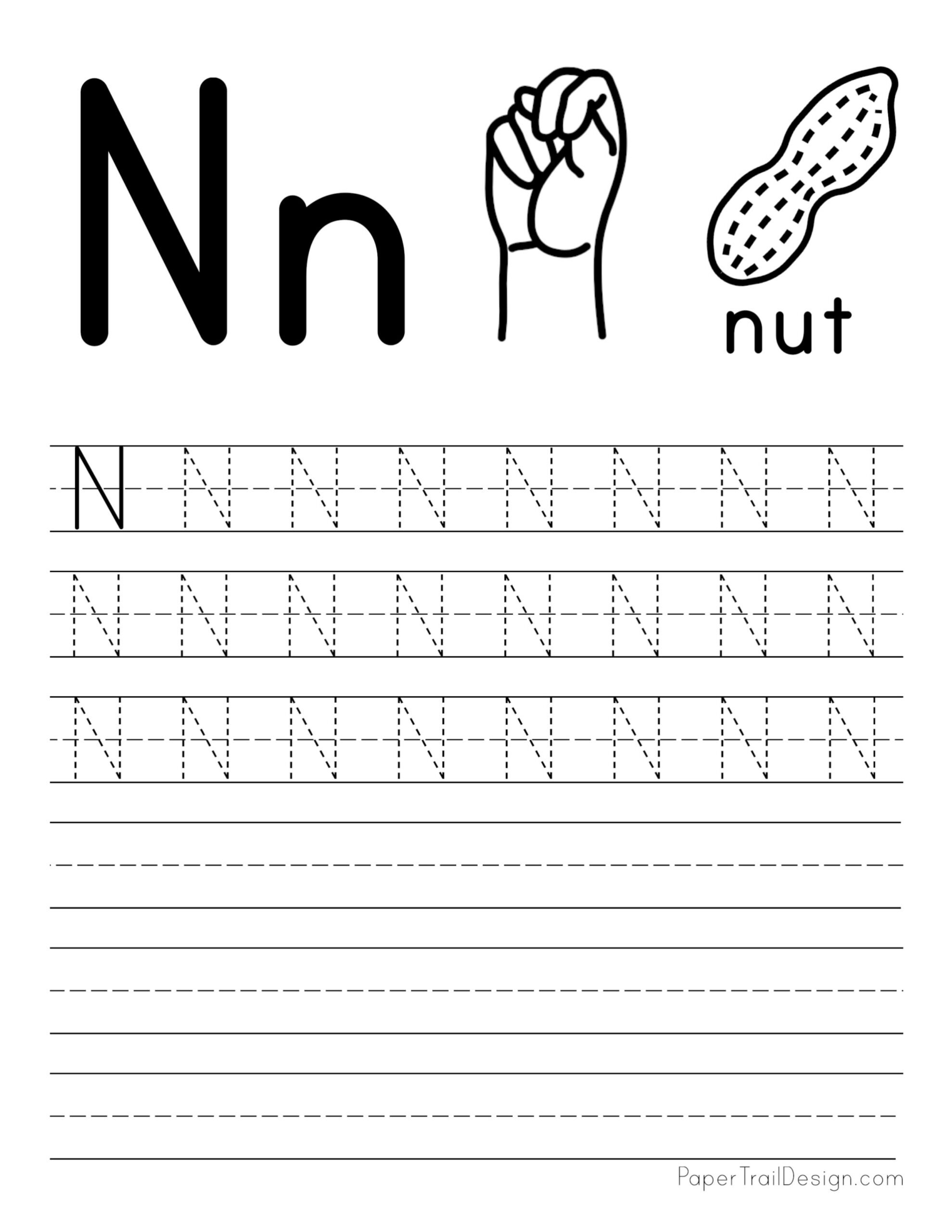 Free Letter Tracing Worksheets - Paper Trail Design pertaining to Capital Letter N Tracing Worksheets