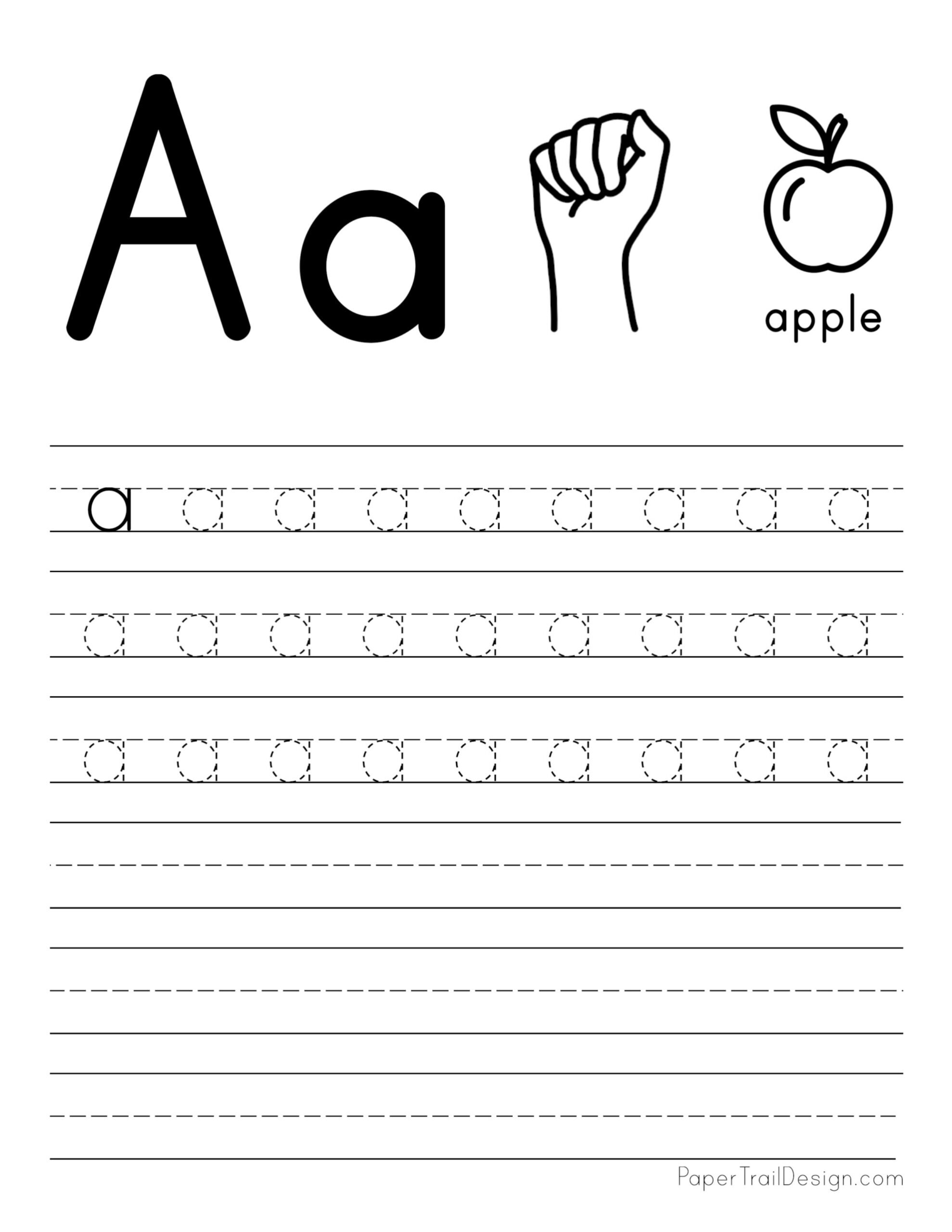 Free Letter Tracing Worksheets - Paper Trail Design with Lowercase Letter A Tracing Worksheets