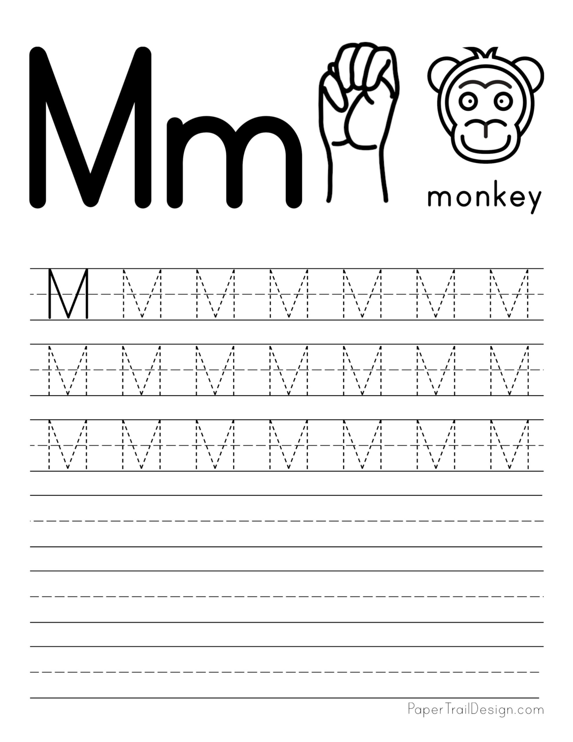Free Letter Tracing Worksheets - Paper Trail Design with regard to Letter Tracing Worksheets M
