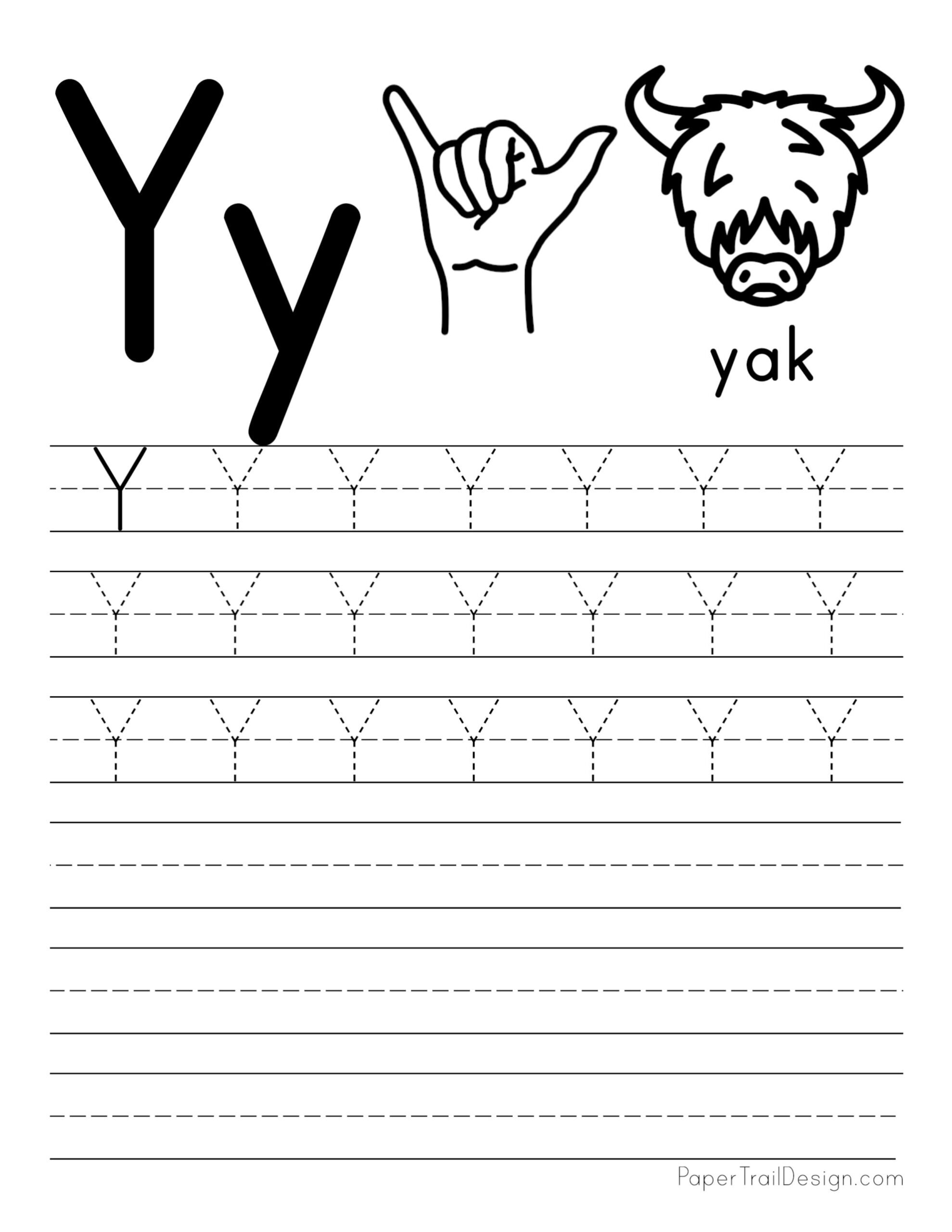 Free Letter Tracing Worksheets - Paper Trail Design within Capital Letter Y Tracing Worksheets