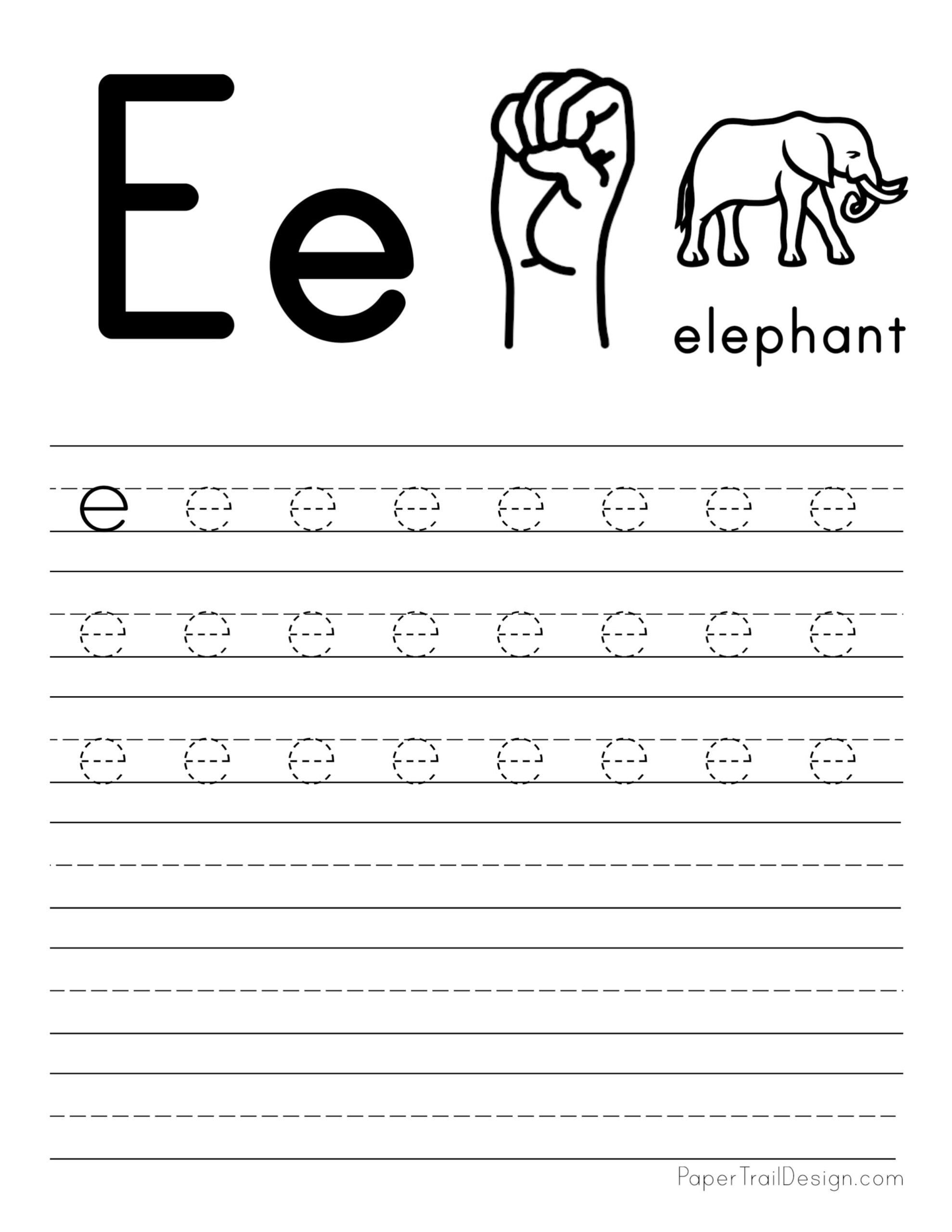 Free Letter Tracing Worksheets - Paper Trail Design within Small Letter E Tracing Worksheet
