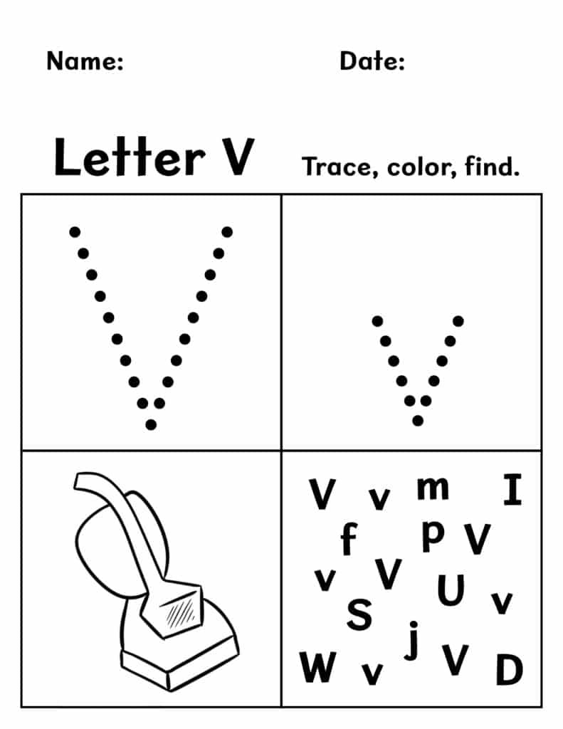 Free Letter V Worksheets For Preschool ⋆ The Hollydog Blog within Free Printable Letter V Tracing Worksheets