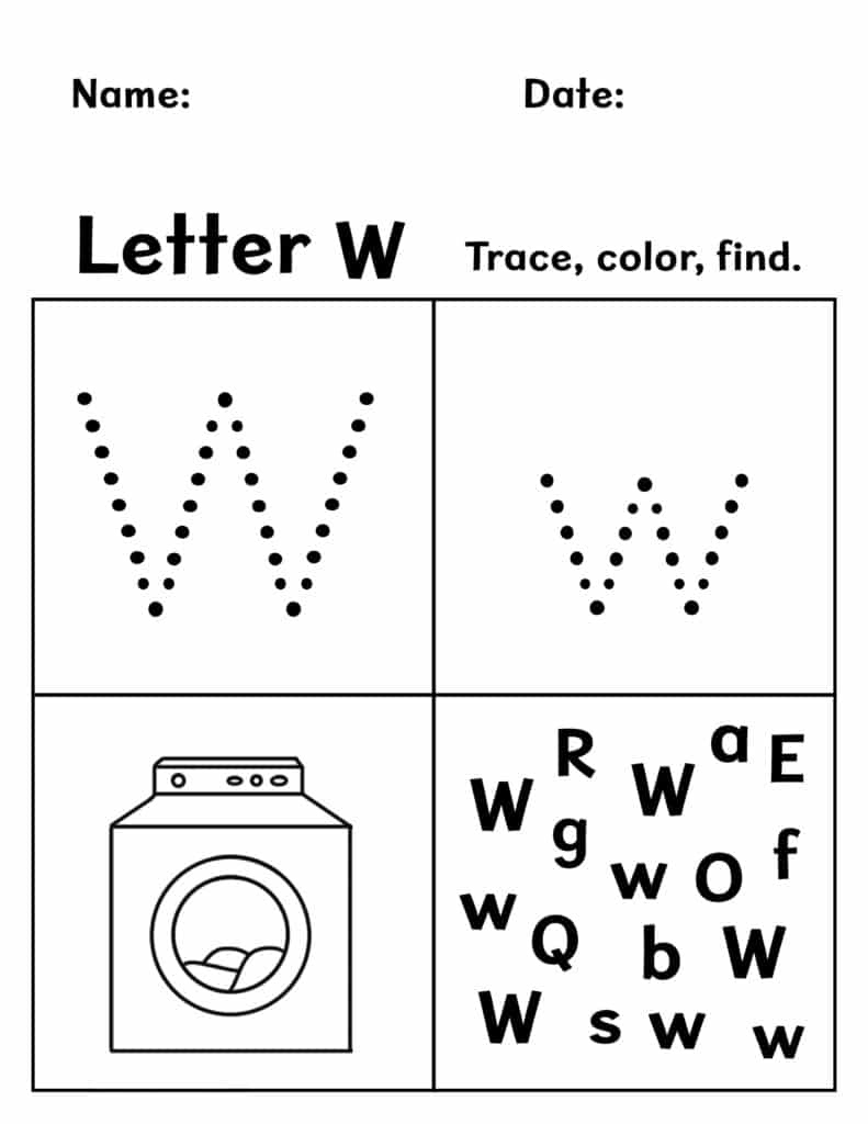 Free Letter W Worksheets For Preschool ⋆ The Hollydog Blog for Letter W Tracing Worksheets Preschool
