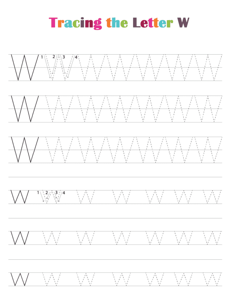 Free Printable Alphabet Tracing Worksheets Pdf: Letter W with regard to Letter W Tracing Worksheets Free