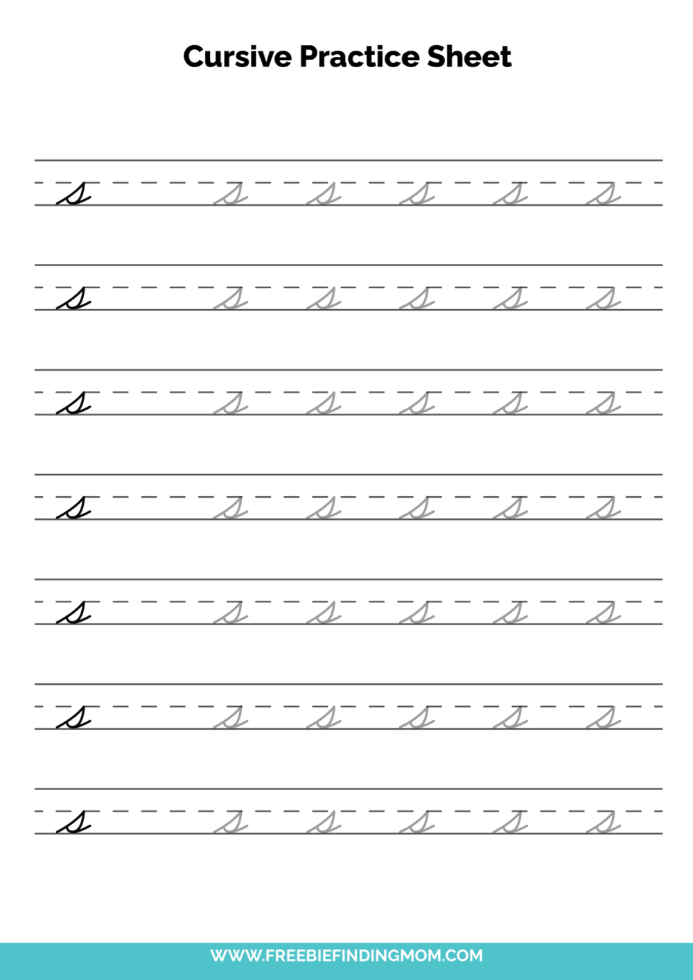 Free Printable Cursive Alphabet Practice Sheets: Lowercase S inside Cursive Lowercase Letter Tracing Worksheets