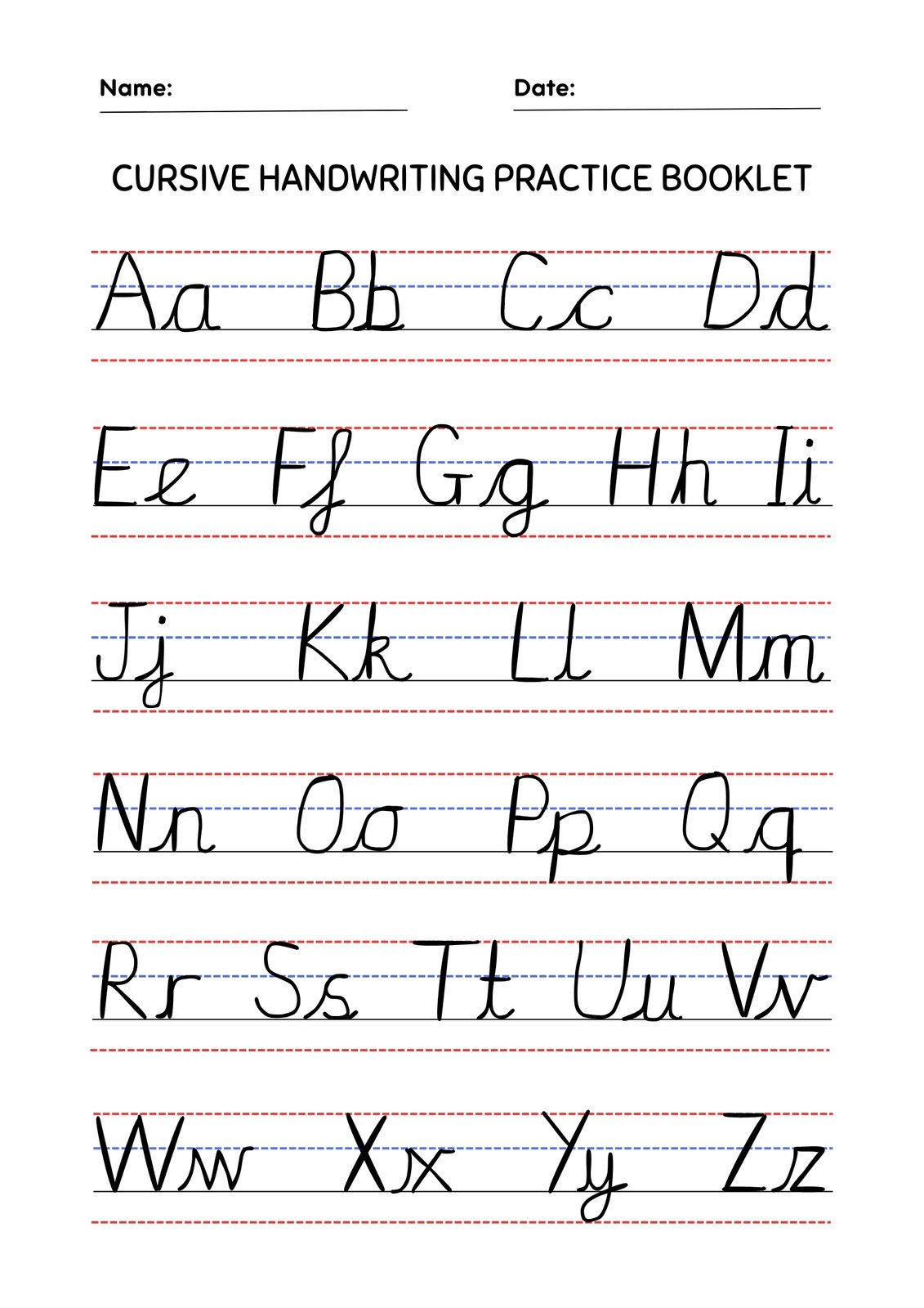 Free Printable Cursive Writing Worksheet Templates | Canva in Letter Tracing Worksheets Cursive Writing Practice Sheets Az