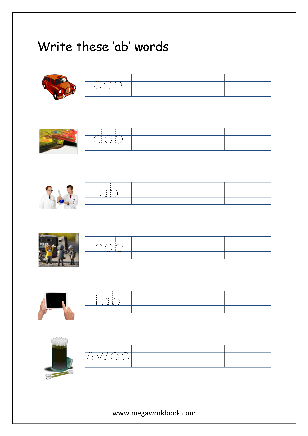 Free Printable Cvc Words Writing Worksheets For Kids - Three with Tracing 3 Letter Words Worksheets