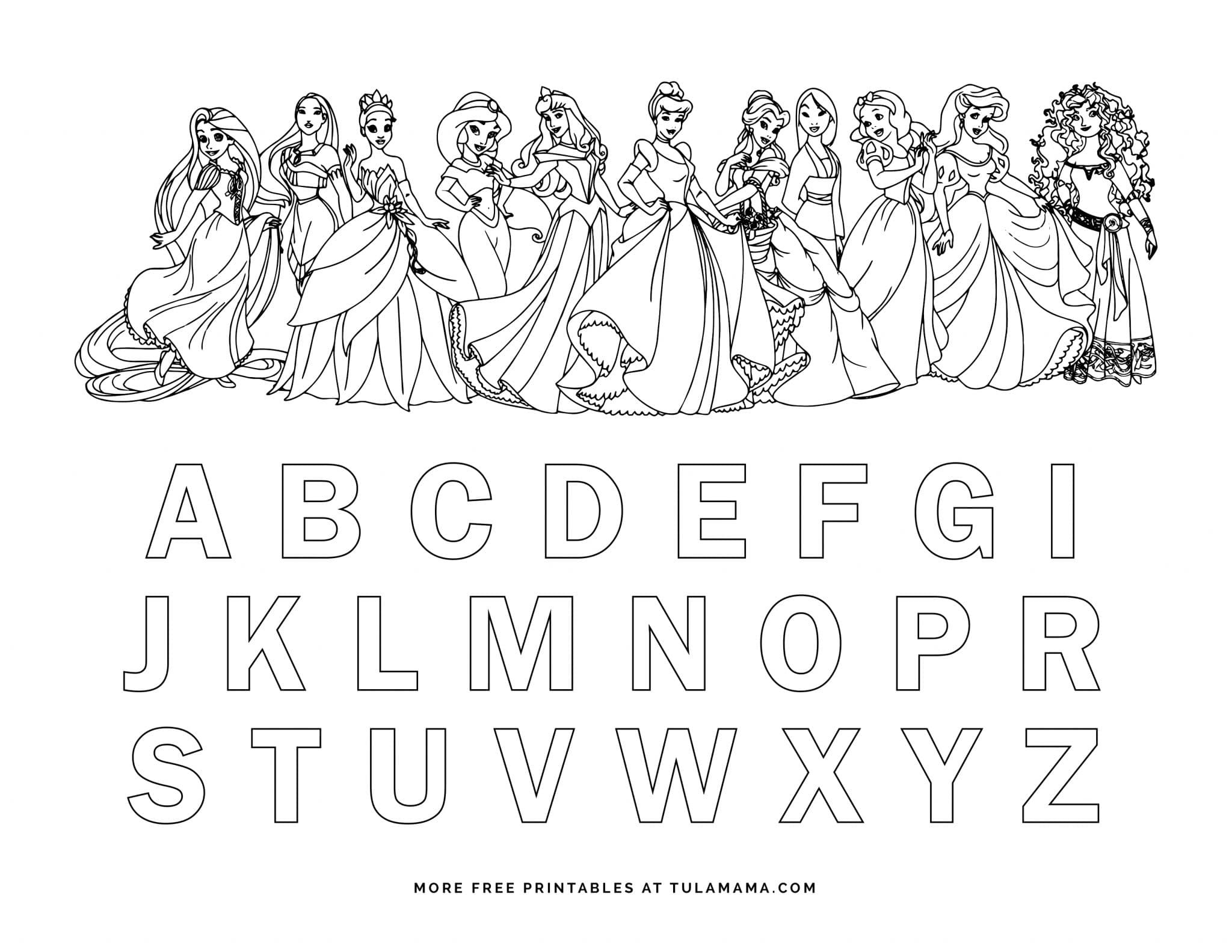 Free Printable Disney Alphabet Coloring Pages - Tulamama inside Disney Tracing Worksheets