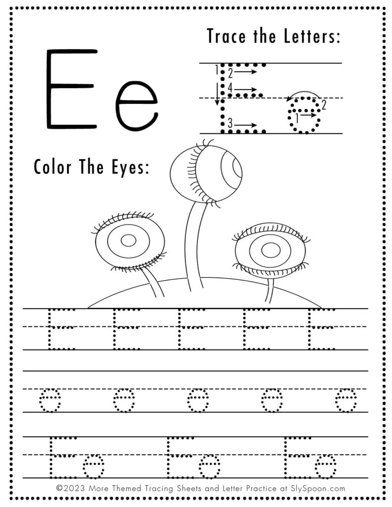 Free Printable Halloween Themed Letter E Tracing Worksheet! - Sly intended for Halloween Letter Tracing Worksheets