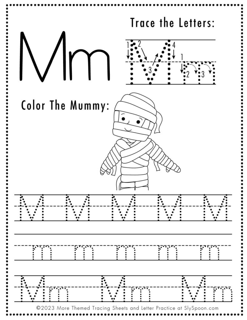 Free Printable Halloween Themed Letter M Tracing Worksheet! - Sly with regard to Letter Tracing Worksheets M