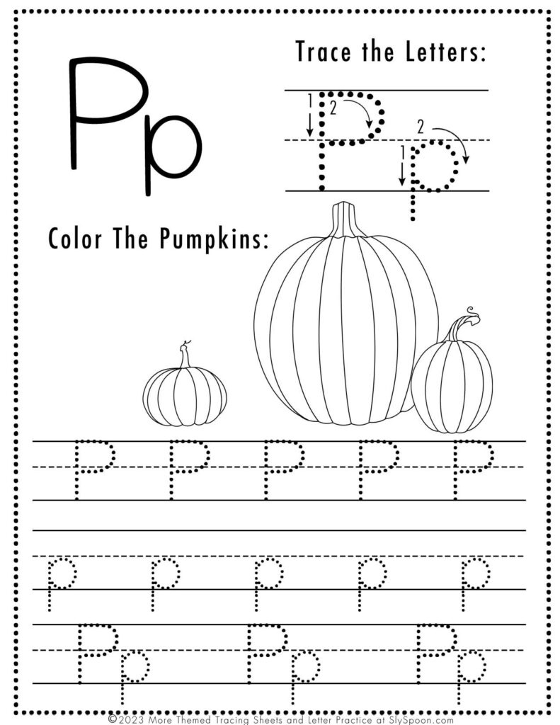 Free Printable Halloween Themed Letter P Tracing Worksheet! - Sly throughout Letter P Tracing Worksheets