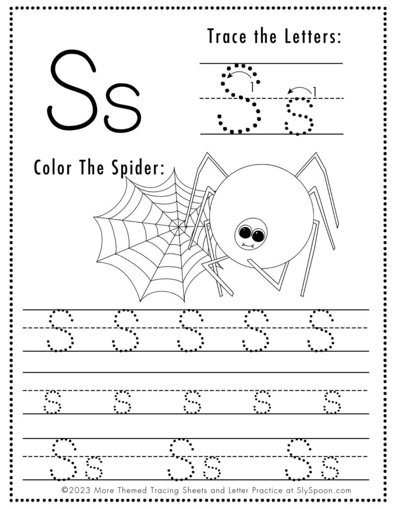 Free Printable Halloween Themed Letter S Tracing Worksheet! - Sly throughout Letter S Tracing Worksheets