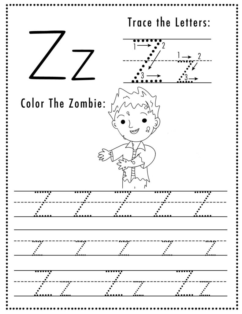 Free Printable Halloween Themed Letter Z Tracing Worksheet! - Sly in Halloween Letter Tracing Worksheets