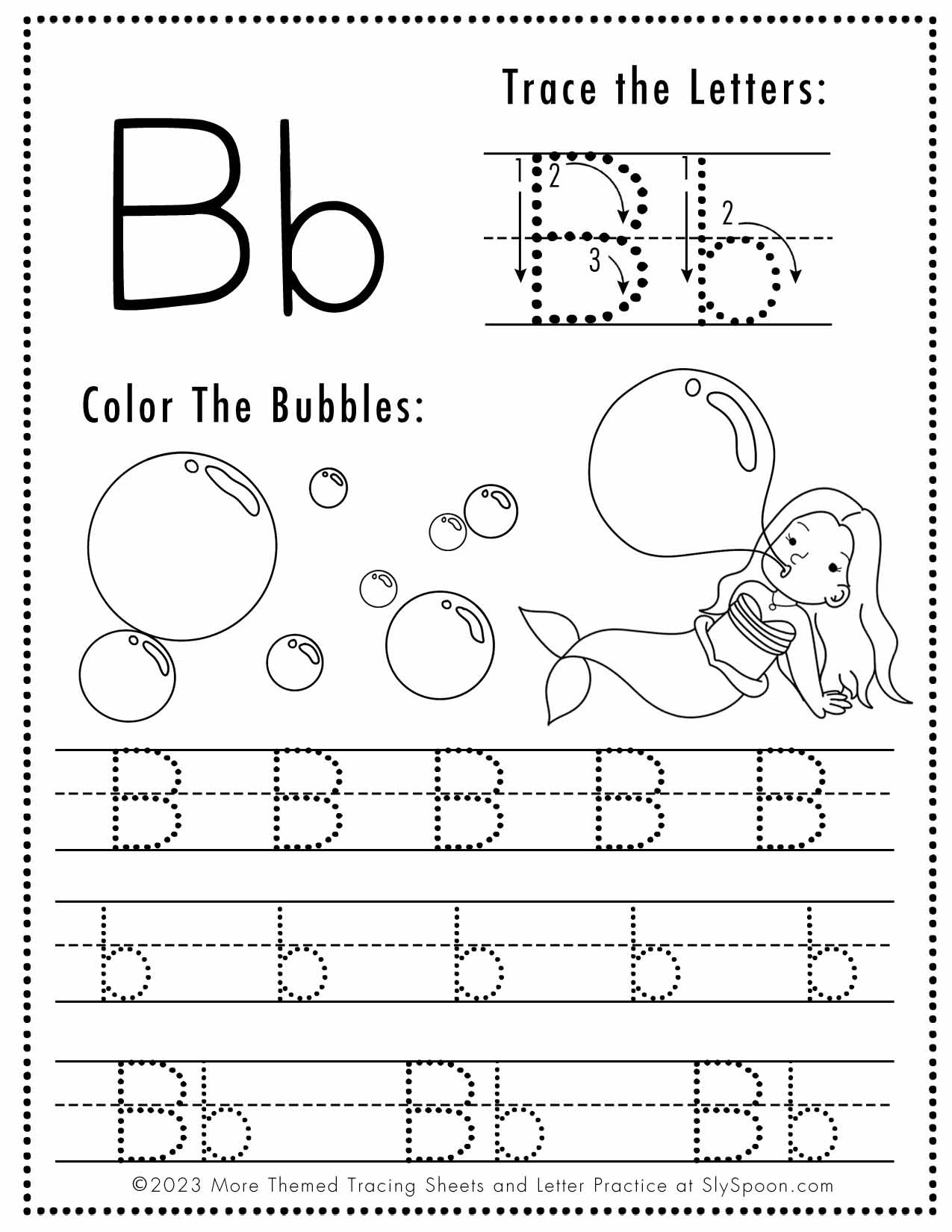 Free Printable Letter B Worksheets! - Sly Spoon throughout Letter B Worksheets Tracing