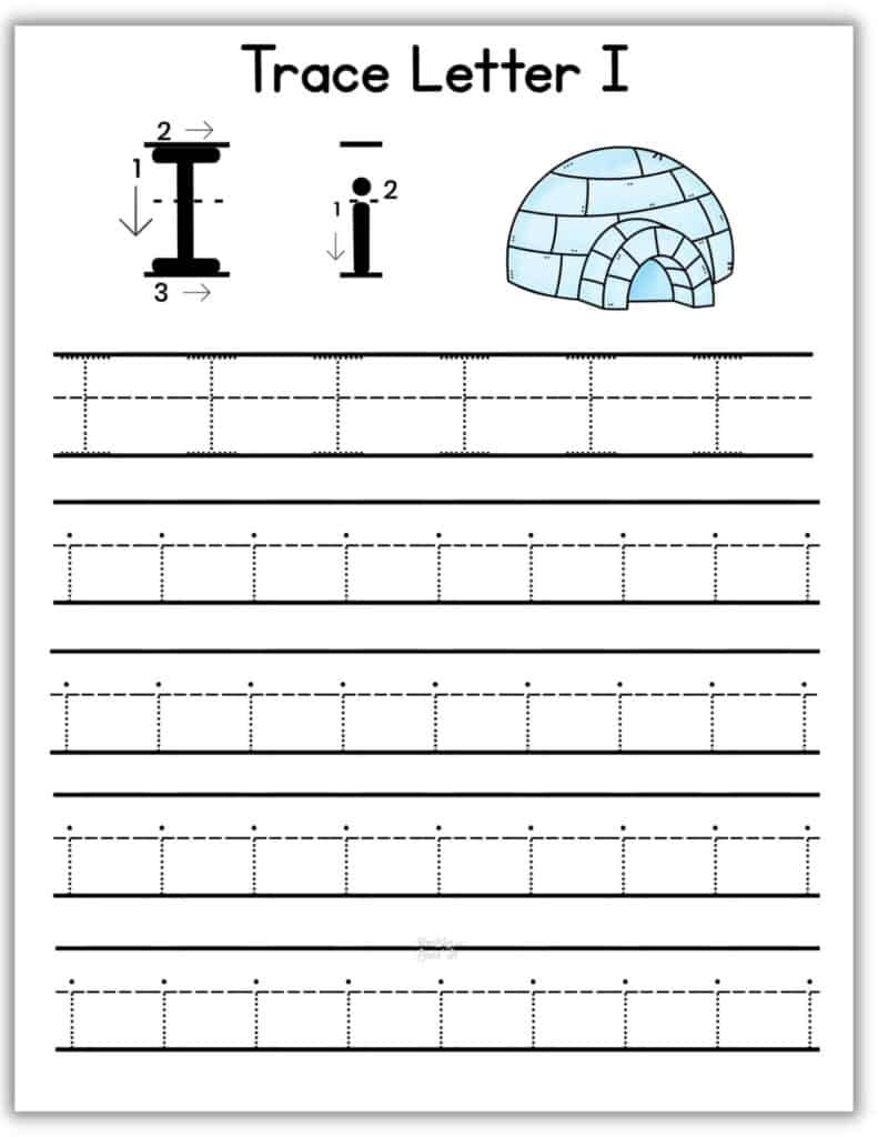 Free Printable Letter I Worksheets-Perfect For Kindergarten! pertaining to Free Printable Preschool Worksheets Tracing Letter I