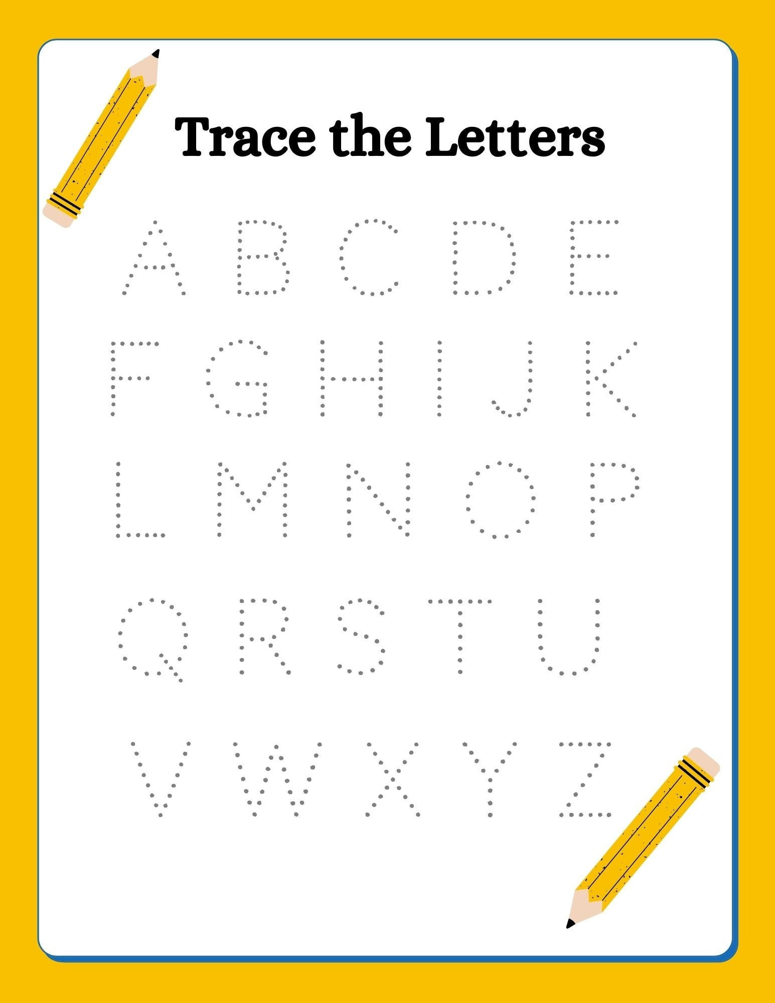 K-1St Grade Capital Letters Alphabet Tracing Practice Worksheet pertaining to 1st Grade Letter Tracing Worksheets