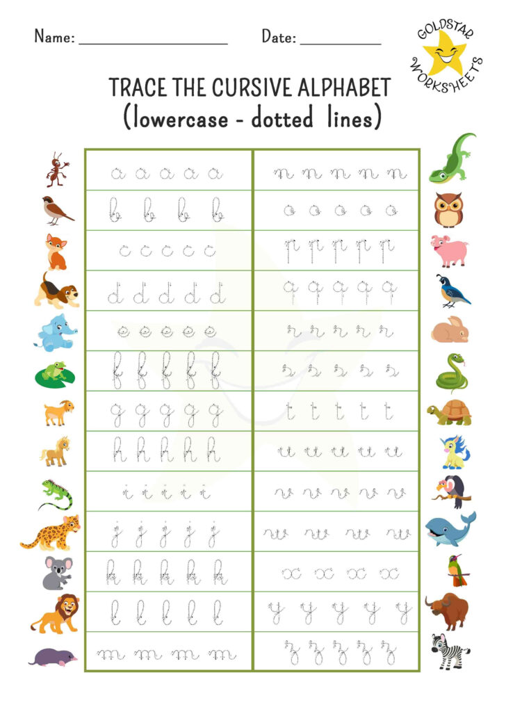 Cursive Lowercase Letter Tracing Worksheets Cursive Lowercase Letter Tracing Worksheets